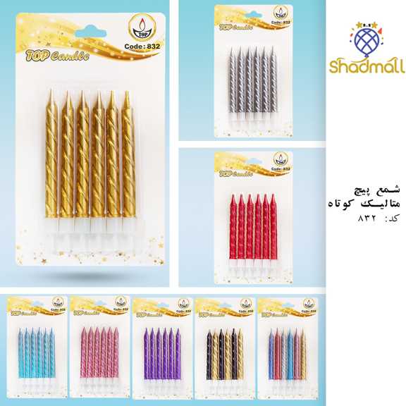 Top+candle-1404-67+copy_888872 شمع پیچ متالیک کوتاه کد 832 - تصویر 1